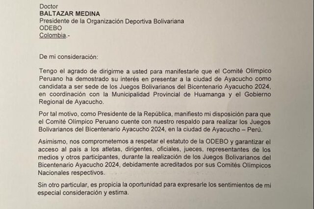 Presidente Pedro Castillo respaldó la postulación de Ayacucho como sede de los Juegos Bolivarianos 2024